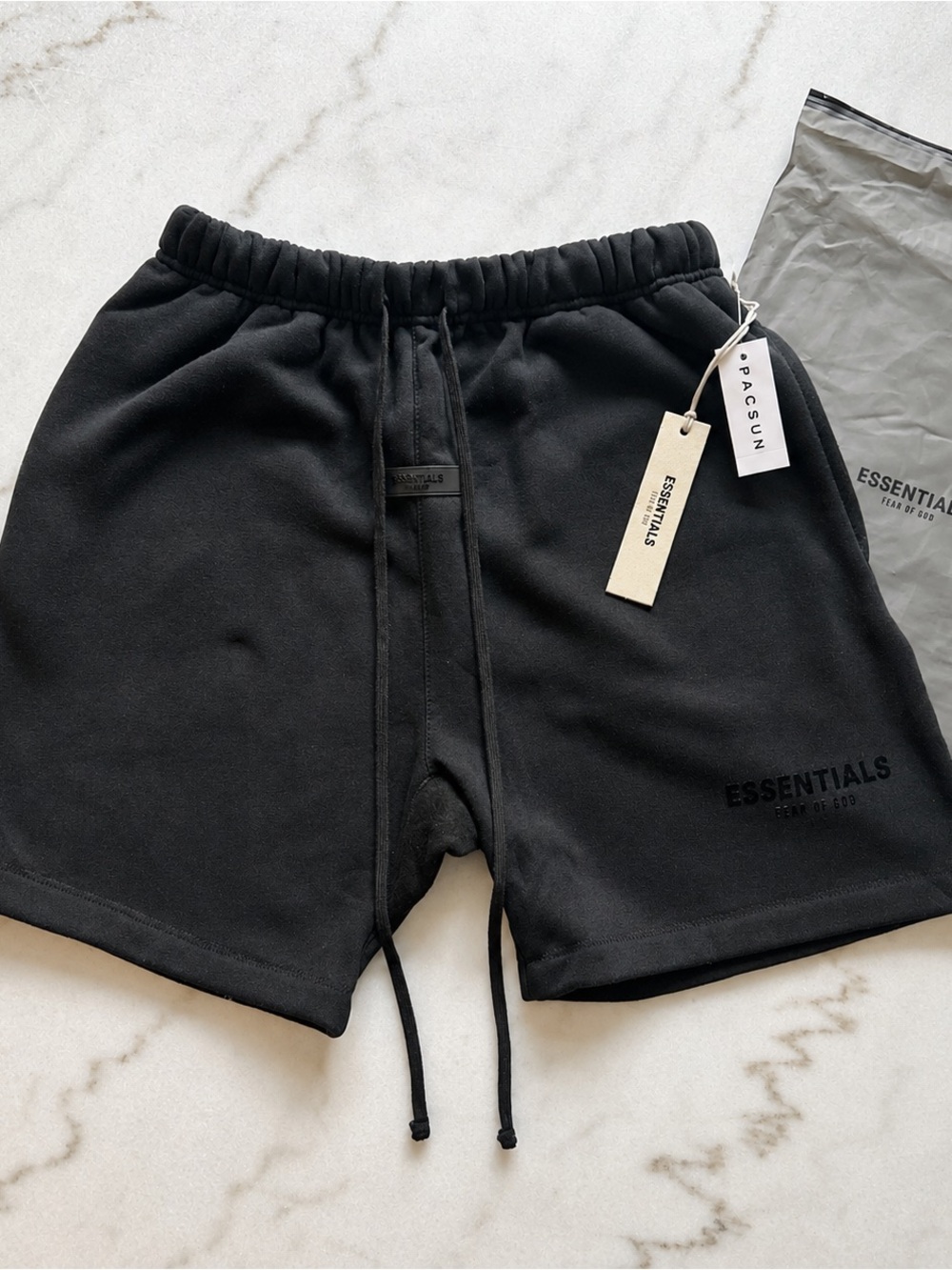 ESSENTIALS Fear of God Men's Black Drawstring Shorts